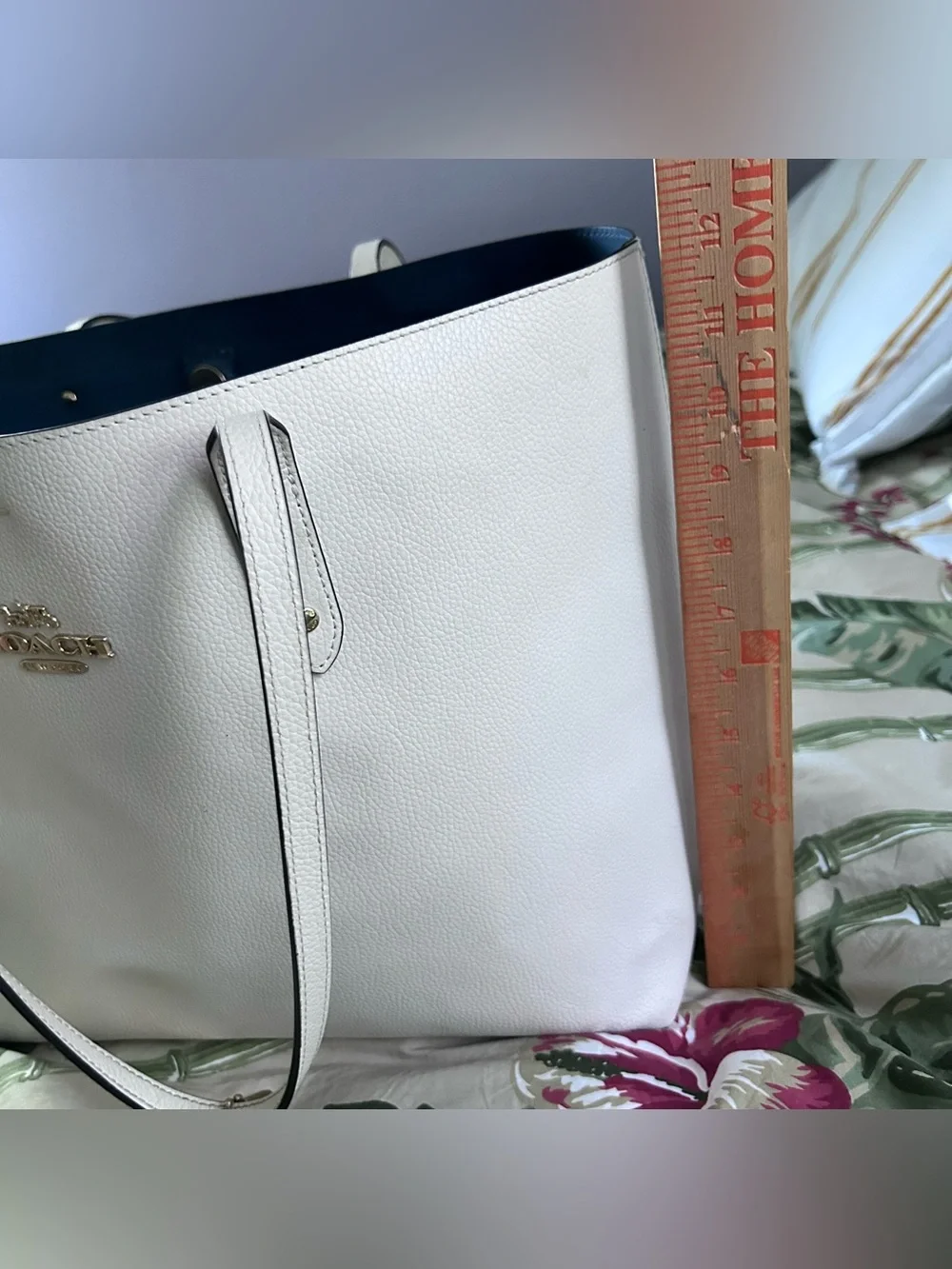 Coach Town Tote Chalk White Pebbled Leather Large Tote M2280-72673